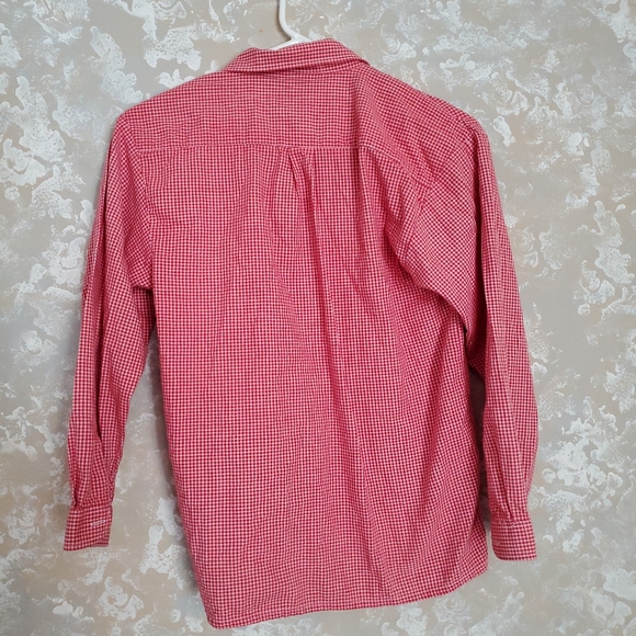 Isar TRACHTEN red Plaid Embroidered flower German Blouse Traditional 152 - Picture 6 of 7